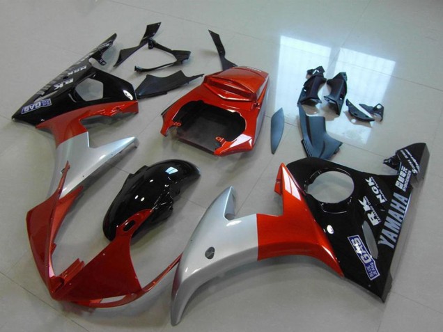 Billige Yamaha YZF R6 Motorrad Verkleidung 2003-2004 - Rot Silber Glanzendes Schwarz
