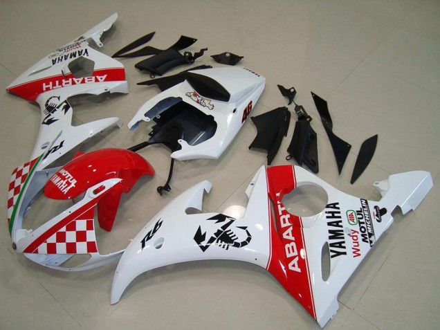 Billige Yamaha YZF R6 Motorrad Verkleidung 2003-2004 - Weiss Rot Abarth Motul