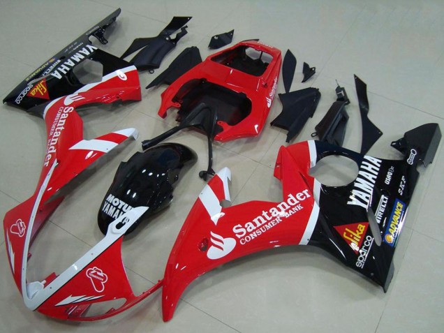 Billige Yamaha YZF R6 Motorrad Verkleidung 2003-2004 - Rot Weiss Glanzendes Schwarz Santunder Motul