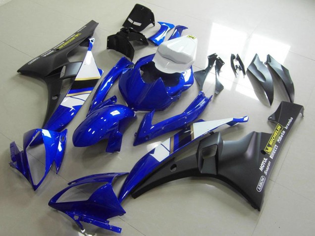 Billige Yamaha YZF R6 Motorrad Verkleidung 2006-2007 - Weiss Blau Matt Schwarz Motul Michelin