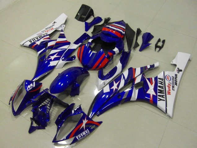 Billige Yamaha YZF R6 Motorrad Verkleidung 2006-2007 - Weiss Blau Rot Motul Michelin