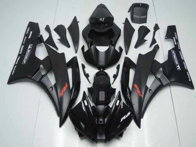 Billige Yamaha YZF R6 Motorrad Verkleidung 2006-2007 - Glanzendes Schwarz Matt Schwarz Rot Motul Michelin