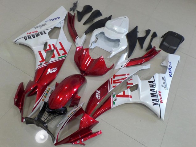 Billige Yamaha YZF R6 Motorrad Verkleidung 2006-2007 - Weiss Rot Fiat Yamalube