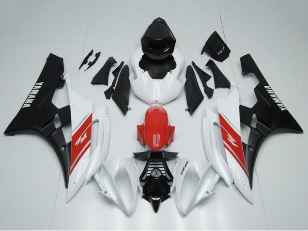 Billige Yamaha YZF R6 Motorrad Verkleidung 2006-2007 - Weiss Rot Matt Schwarz