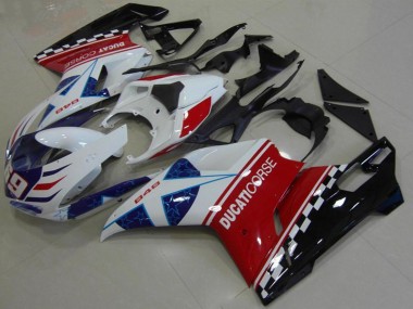 Billige Ducati 848 Motorrad Verkleidung 2007-2014 - Weiss Rot Blau Glanzendes Schwarz Corse 69