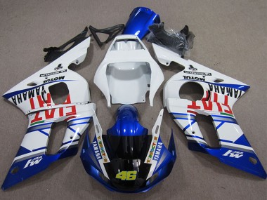 Billige Yamaha YZF R6 Motorrad Verkleidung 1998-2002 - Weiss Blau Rot Fiat Michelin Motul 46