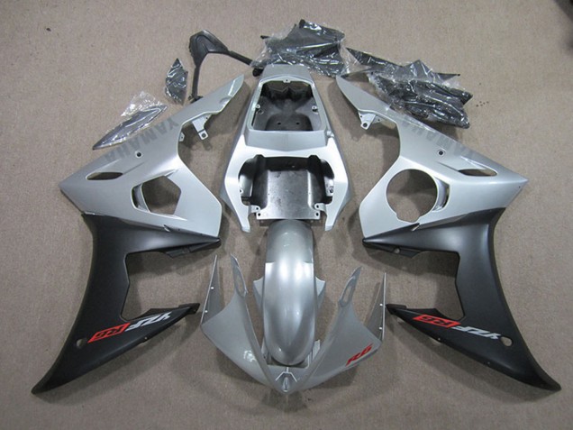 Billige Yamaha YZF R6 Motorrad Verkleidung 2003-2004 - Silber Matt Schwarz
