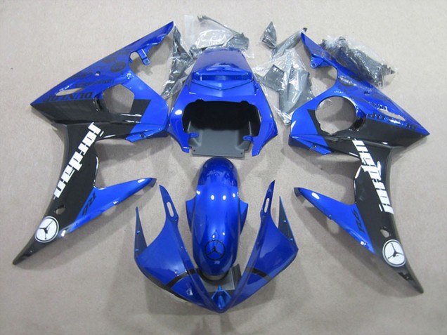 Billige Yamaha YZF R6 Motorrad Verkleidung 2003-2004 - Blau Glanzendes Schwarz Jordan