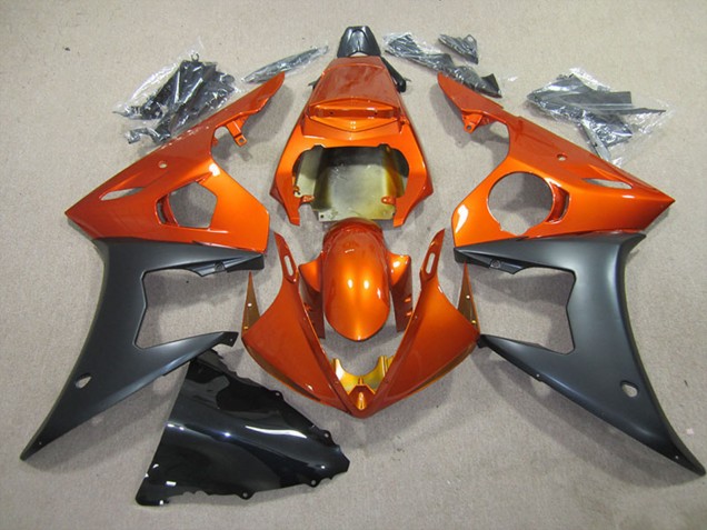 Billige Yamaha YZF R6 Motorrad Verkleidung 2003-2004 - Orange Matt Schwarz