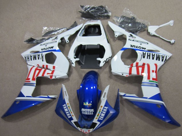 Billige Yamaha YZF R6 Motorrad Verkleidung 2003-2004 - Weiss Blau Rot Fiat Motul