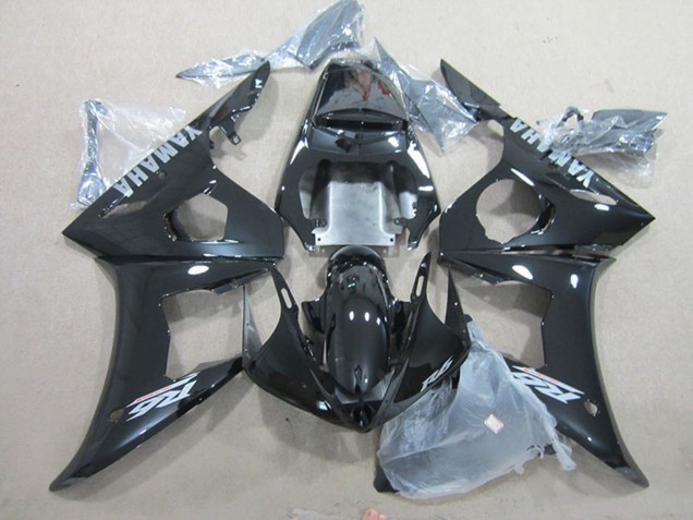 Billige Yamaha YZF R6 Motorrad Verkleidung 2003-2004 - Glanzendes Schwarz Silber Aufkleber