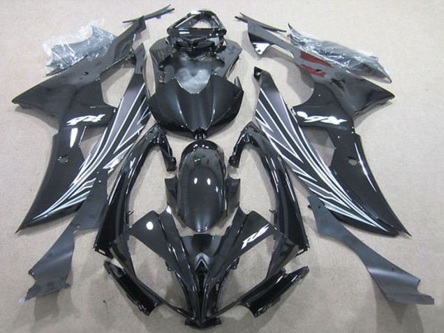 Billige Yamaha YZF R6 Motorrad Verkleidung 2006-2007 - Glanzendes Schwarz Matt Schwarz Weiss