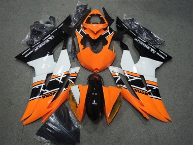 Billige Yamaha YZF R6 Motorrad Verkleidung 2008-2016 - Orange Weiss Glanzendes Schwarz Motul