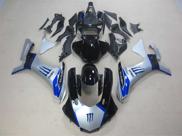 Billige Yamaha YZF R1 Motorrad Verkleidung 2015-2019 - Silber Blau Glanzendes Schwarz Monster