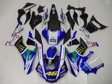 Billige Yamaha YZF R1 Motorrad Verkleidung 2015-2019 - Weiss Blau Schwarz Grun ENEOS MoviStar Monster 46