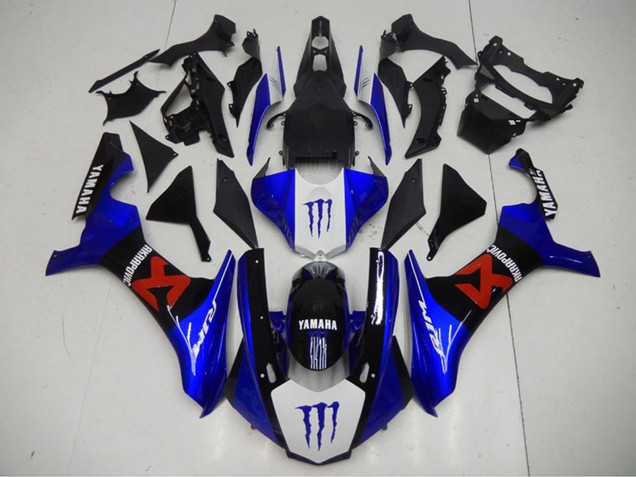Billige Yamaha YZF R1 Motorrad Verkleidung 2015-2019 - Blau Weiss Schwarz Rot Monster Akropovic