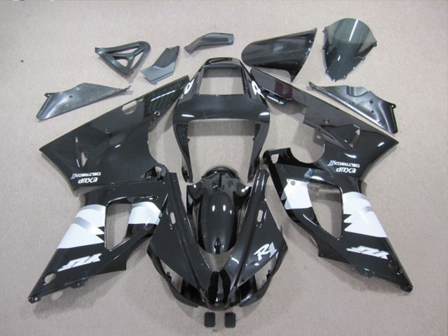 Billige Yamaha YZF R1 Motorrad Verkleidung 1998-1999 - Glanzendes Schwarz Weiss