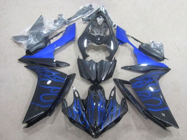 Billige Yamaha YZF R1 Motorrad Verkleidung 2007-2008 - Glanzendes Schwarz Blau Flamme
