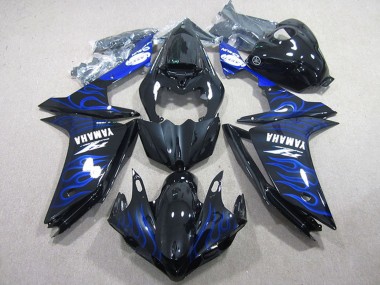 Billige Yamaha YZF R1 Motorrad Verkleidung 2007-2008 - Glanzendes Schwarz Blau Flamme