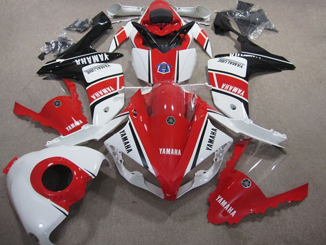 Billige Yamaha YZF R1 Motorrad Verkleidung 2007-2008 - Weiss Rot Glanzendes Schwarz