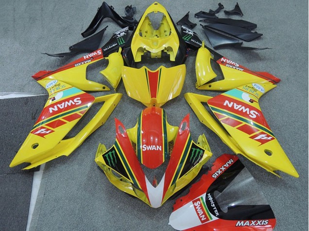 Billige Yamaha YZF R1 Motorrad Verkleidung 2007-2008 - Gelb Rot Schwarz Weiss Schwan