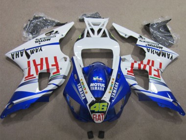 Billige Yamaha YZF R1 Motorrad Verkleidung 2009-2011 - Weiss Blau Rot Fiat Motul Dunlop 46
