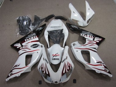 Billige Yamaha YZF R1 Motorrad Verkleidung 2009-2011 - Weiss Rot Schwarz Flamme