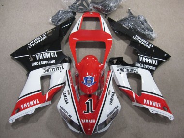 Billige Yamaha YZF R1 Motorrad Verkleidung 2009-2011 - Weiss Rot Schwarz Bridgestone Yamalube Semakin Didepan
