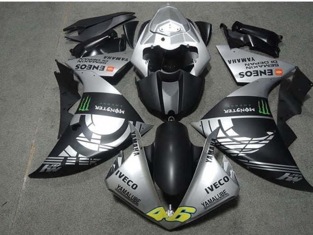 Billige Yamaha YZF R1 Motorrad Verkleidung 2009-2011 - Silber Matt Schwarz Grun Monster Iveco Yamalube ENEOS Semakin Didepan