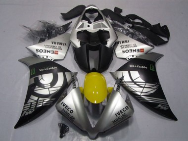 Billige Yamaha YZF R1 Motorrad Verkleidung 2012-2014 - Silber Schwarz IVECO Yamalube ENEOS Monster