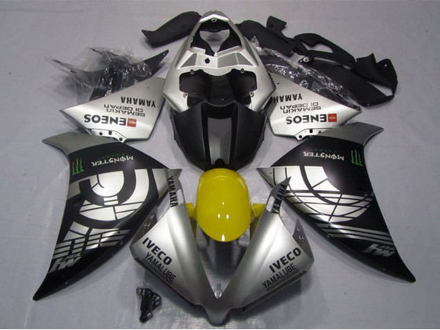 Billige Yamaha YZF R1 Motorrad Verkleidung 2012-2014 - Silber Schwarz IVECO Yamalube ENEOS Monster