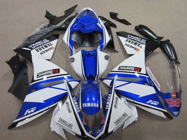 Billige Yamaha YZF R1 Motorrad Verkleidung 2012-2014 - Weiss Blau Schwarz Pizzoli ENEOS Yamalube Semakin Didepan