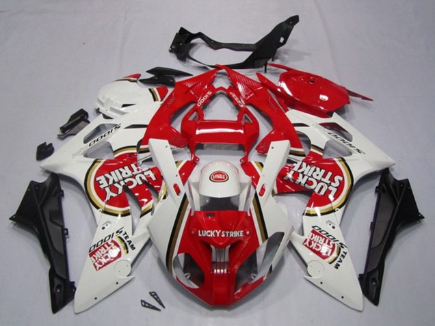 Billige BMW S1000RR Motorrad Verkleidung 2009-2014 - Weiss Rot Lucky Strike