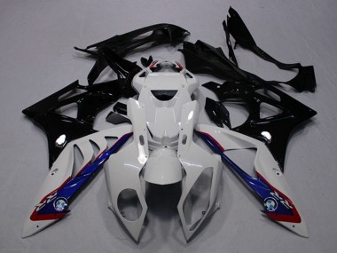 Billige BMW S1000RR Motorrad Verkleidung 2009-2014 - Weiss Blau Glanzendes Schwarz