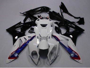 Billige BMW S1000RR Motorrad Verkleidung 2009-2014 - Weiss Blau Glanzendes Schwarz