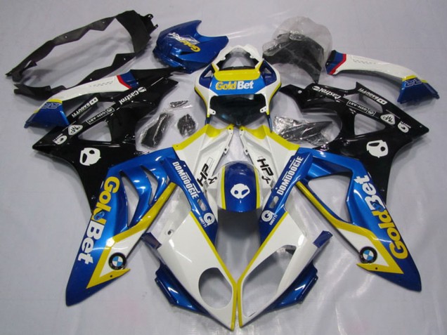 Billige BMW S1000RR Motorrad Verkleidung 2009-2014 - Weiss Gelb Blau Glanzendes Schwarz GoldBet HP