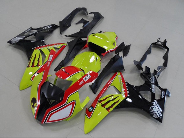 Billige BMW S1000RR Motorrad Verkleidung 2009-2014 - Neon Gelb Rot Glanzendes Schwarz Monster