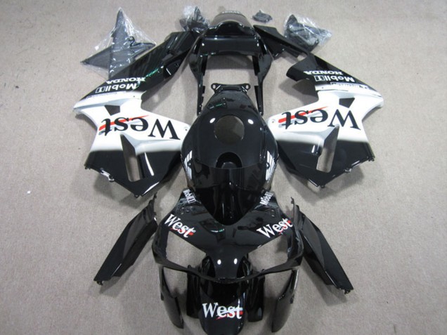 Billige Honda CBR600RR Motorrad Verkleidung 2003-2004 - Glanzendes Schwarz Weiss West