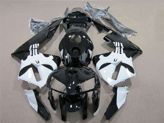 Billige Honda CBR600RR Motorrad Verkleidung 2005-2006 - Glanzendes Schwarz Weiss