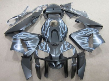 Billige Honda CBR600RR Motorrad Verkleidung 2005-2006 - Matt Schwarz Silber Flamme