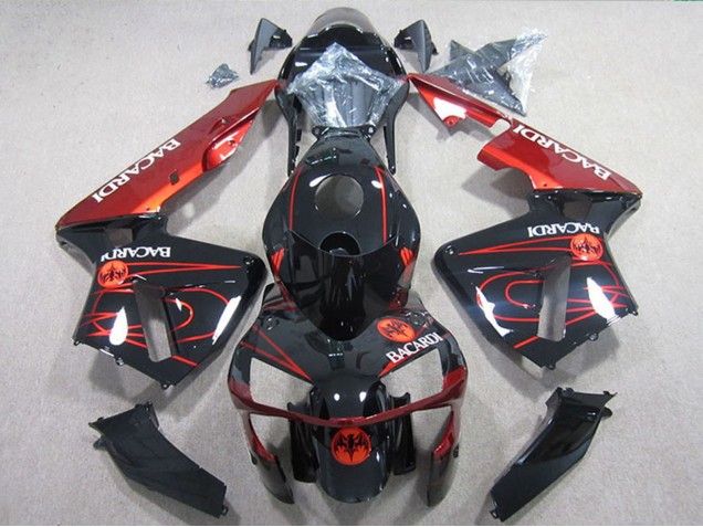Billige Honda CBR600RR Motorrad Verkleidung 2005-2006 - Glanzendes Schwarz Rot BACARDI