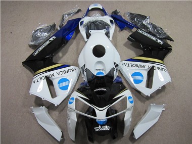 Billige Honda CBR600RR Motorrad Verkleidung 2005-2006 - Weiss Blau Gelb Glanzendes Schwarz Konica Minolta