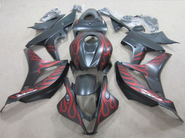 Billige Honda CBR600RR Motorrad Verkleidung 2007-2008 - Matt Schwarz Rot Flamme