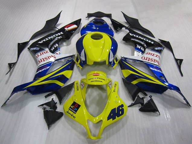 Billige Honda CBR600RR Motorrad Verkleidung 2007-2008 - Gelb Blau Weiss Glanzendes Schwarz Nastro Azzurro