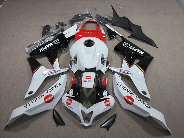 Billige Honda CBR600RR Motorrad Verkleidung 2007-2008 - Weiss Rot Glanzendes Schwarz Konica Minolta MAPEI