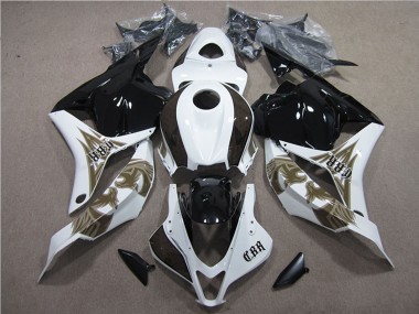 Billige Honda CBR600RR Motorrad Verkleidungen Kit 2009-2012 - Weiss Glanzendes Schwarz