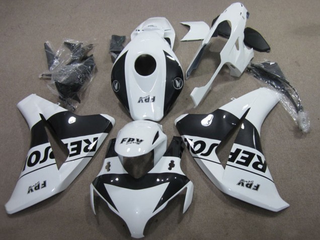 Billige Honda CBR1000RR Motorrad Verkleidung Kit 2008-2011 - Weiss Glanzendes Schwarz Repsol