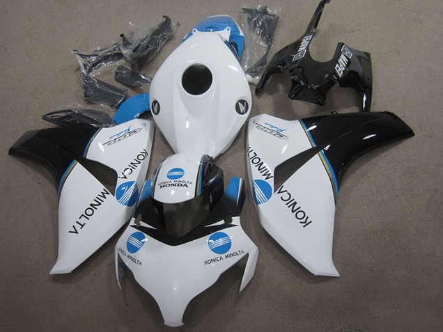 Billige Honda CBR1000RR Motorrad Verkleidung 2008-2011 - Weiss Blau Glanzendes Schwarz Konica Minolta