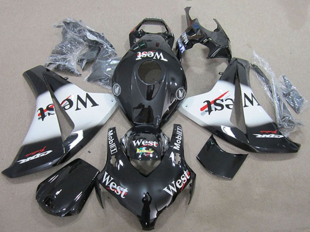 Billige Honda CBR1000RR Motorrad Verkleidung 2008-2011 - Glanzendes Schwarz Weiss West