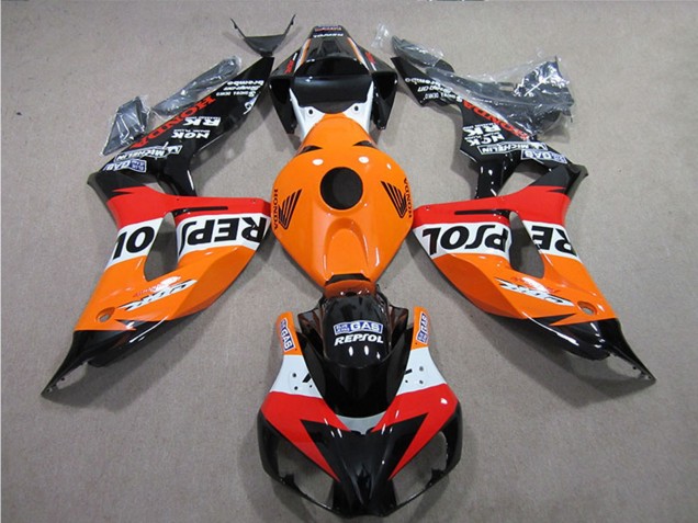 Billige Honda CBR1000RR Motorrad Verkleidungen Kit 2006-2007 - Orange Weiss Rot Glanzendes Schwarz Repsol